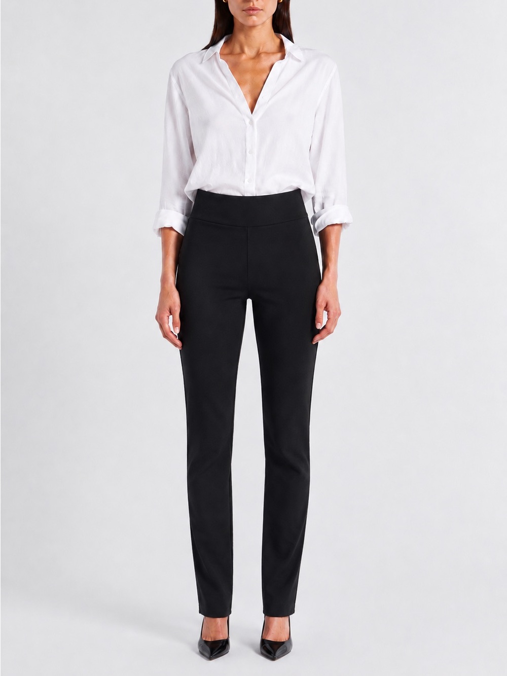 The andamane black slim fit high rise zip ankle pants